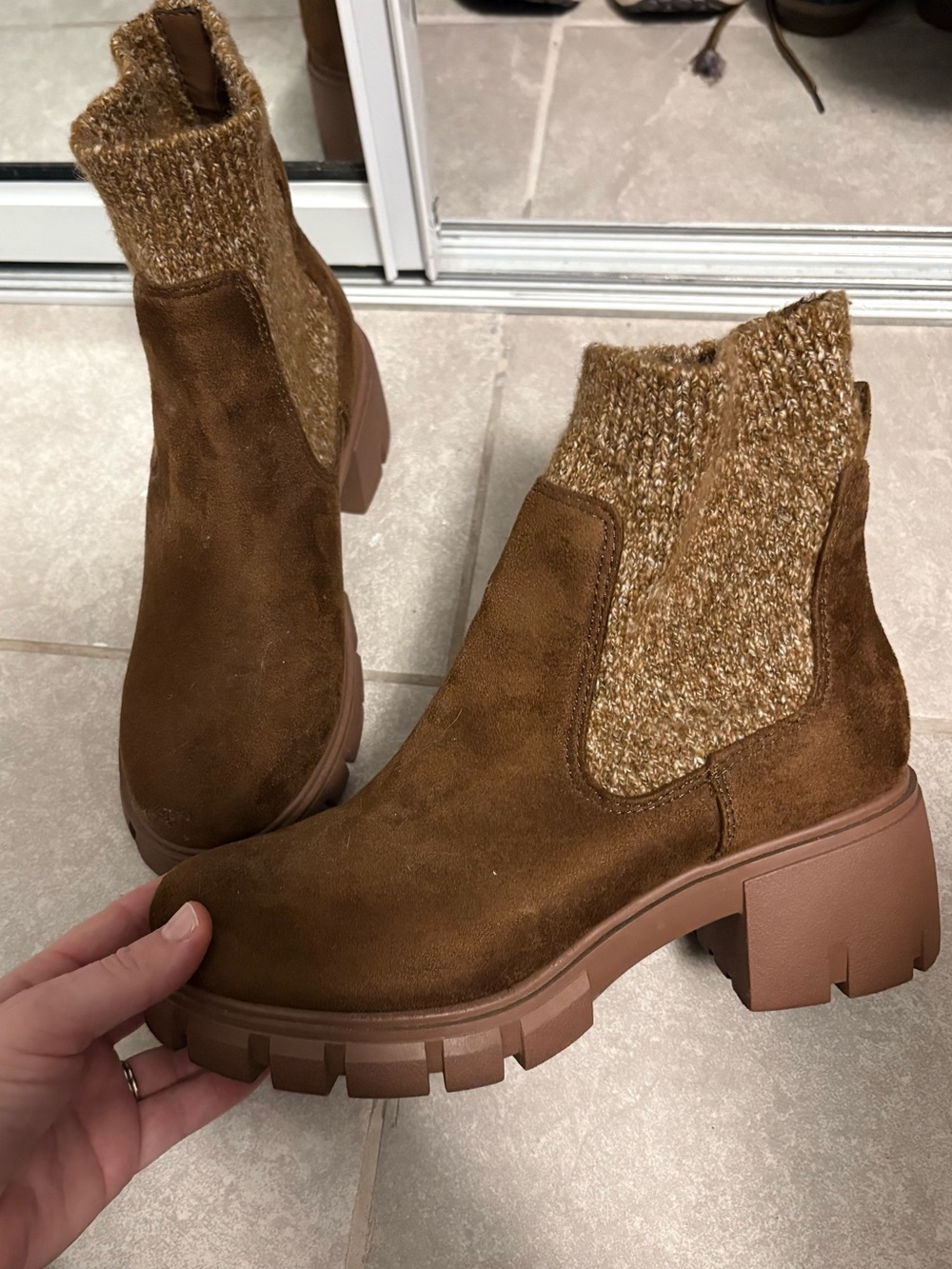 Women’s Soda Brown Suede Chelsea Sock Boots